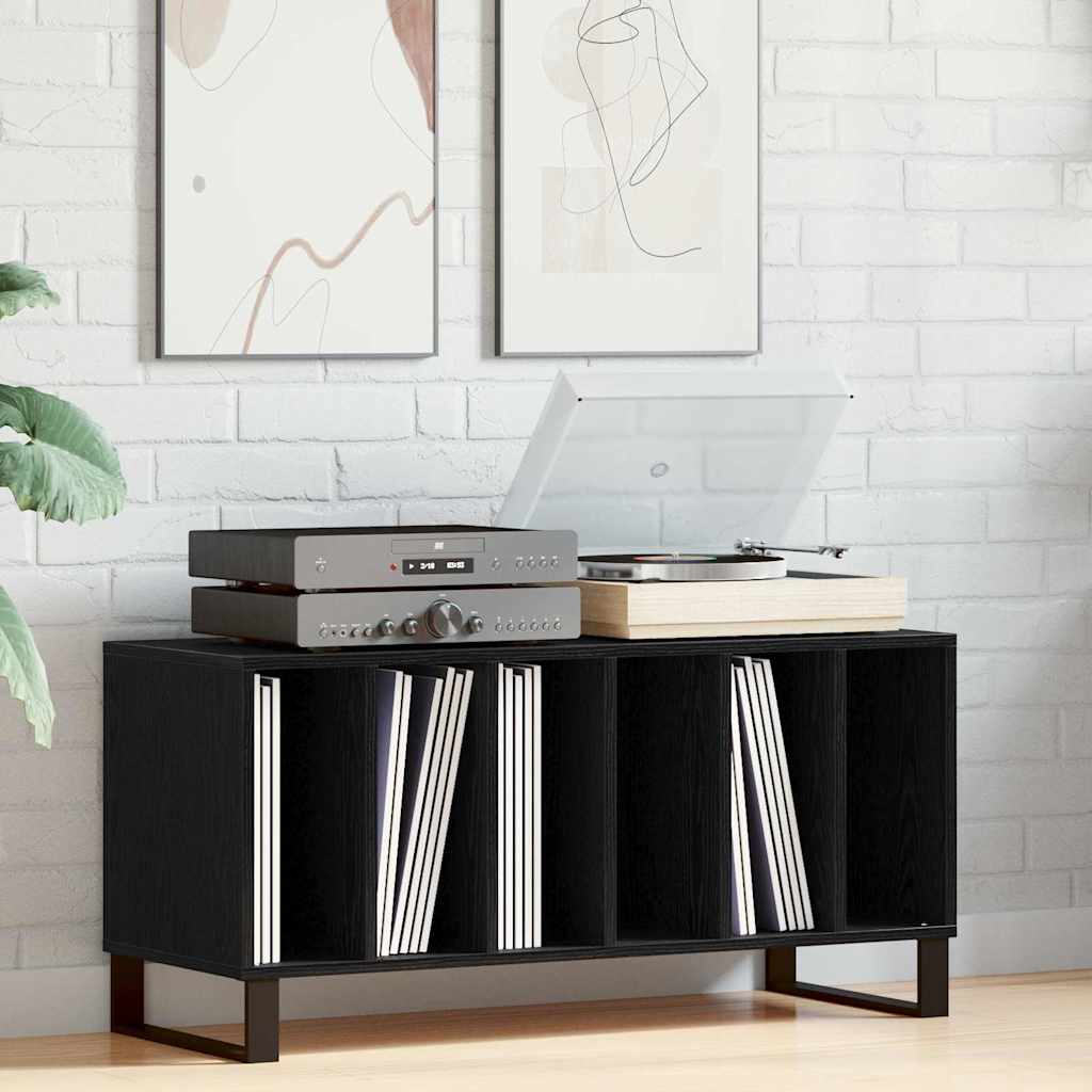 Vinyl Record Cabinet Black Oak Effect 100 x 38 x 48 cm