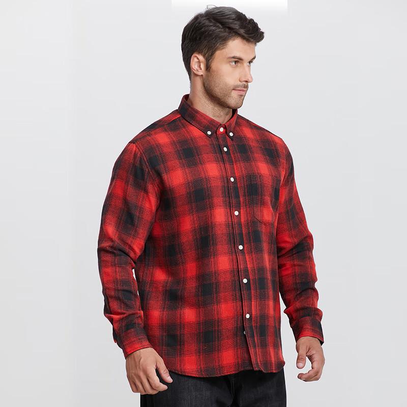 Men's Plus Size Brushed Long Sleeve Plaid Shirt