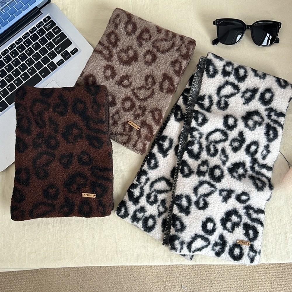 Korean Style Imitation Wool Scarf Lightweight Winter Shawl Fashion Leopard Print Scarf Unisex