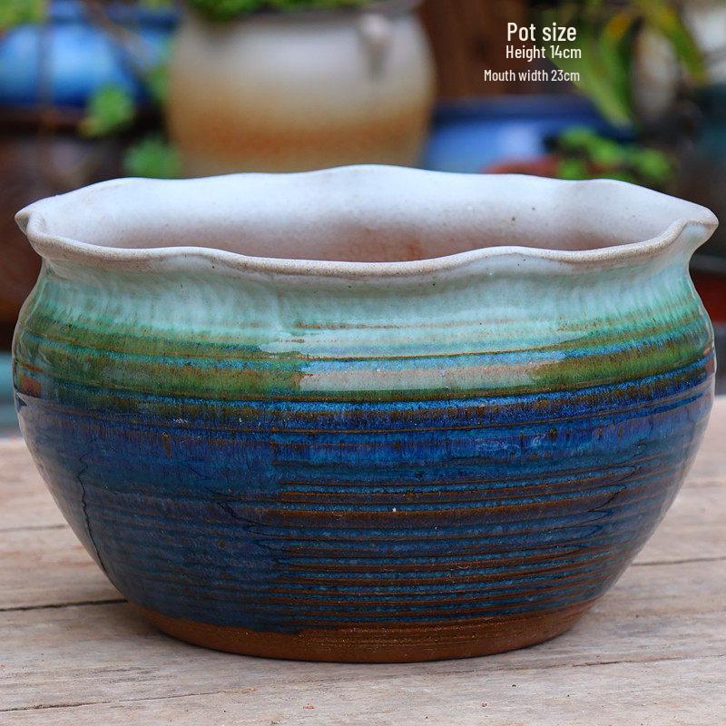 Yixing Handmade Square Mouth Coarse Pottery Planter - Large Succulent Flower Pot with Old Branch Design and Jade Pendant.