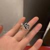 S925 Sterling Silver Black Camellia Ring - Women's French Luxury Style