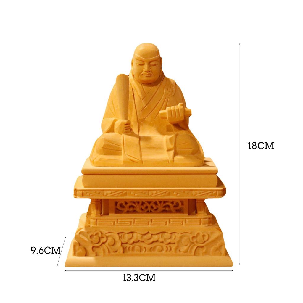 Cypress Statue Buddha Statue Crafts Nichiren Wooden Cypress Crafts Home Car Decoration Handmade Gifts
