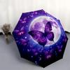 1pc Purple Moonlit Butterflies Umbrella with Plastic Handle,Suitable for All Seasons UmbrellaPT504