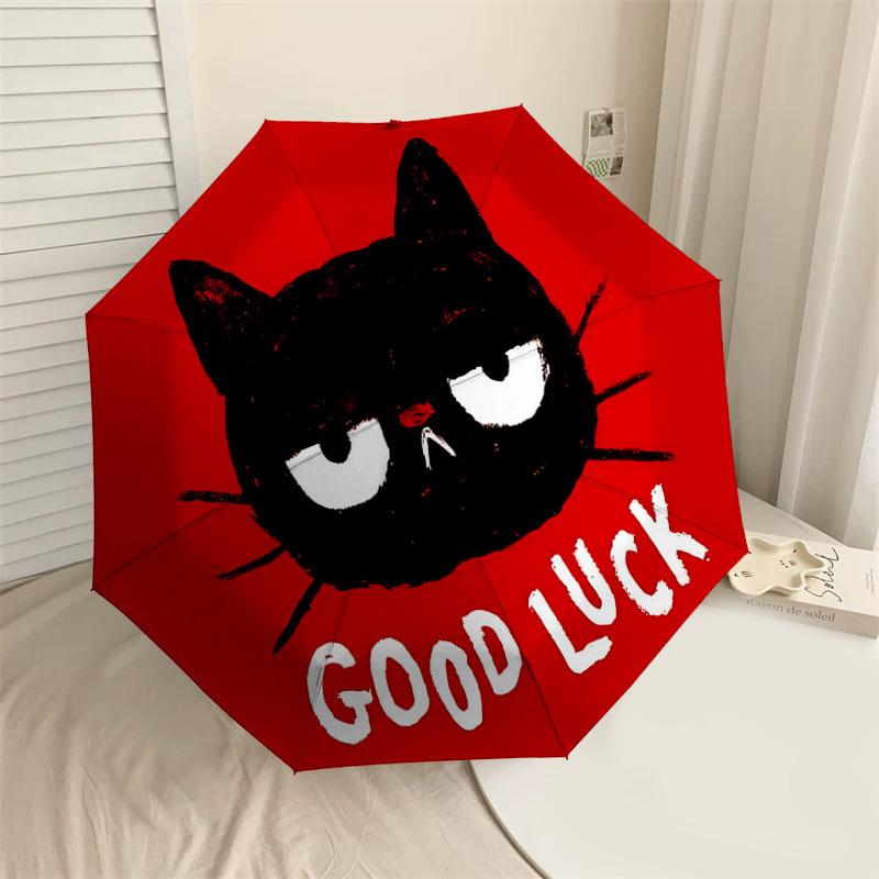 

1PC cat good luck Automatic Open/Close Umbrella with Windproof, 8-Rib Sturdy Canopy, Durable Ribs, Fashionable Design,1254a