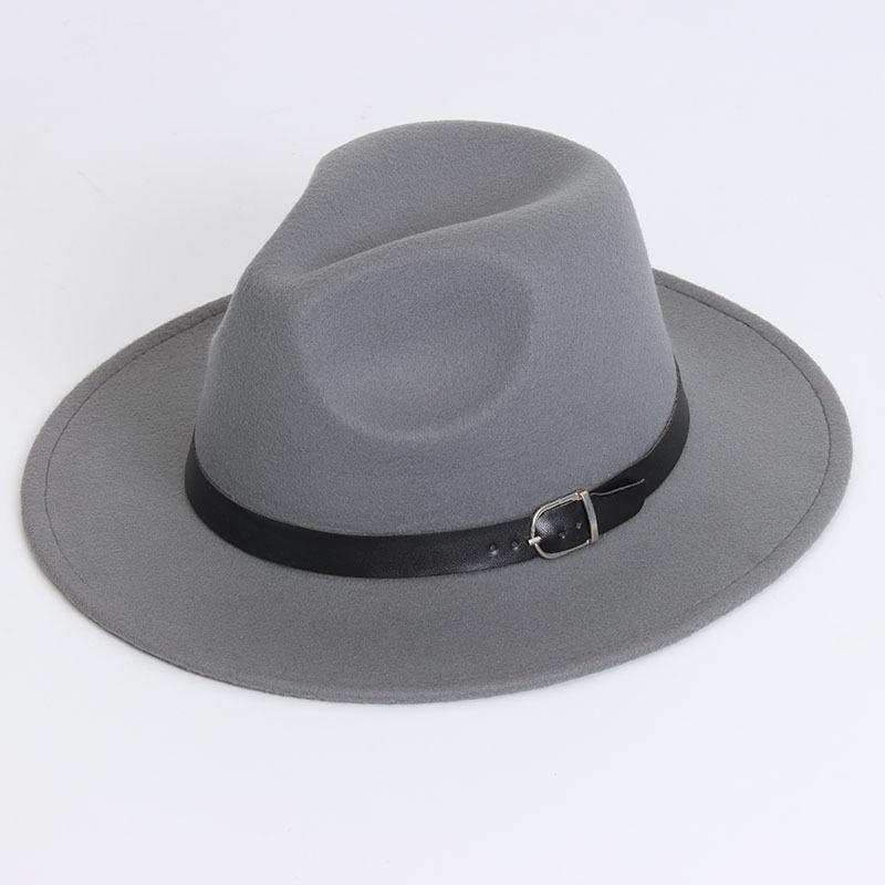 Einfarbiger Filz-Fedora-Hut Britischer Retro-Stil Unisex Flacher Rand Gentleman Flache Krone