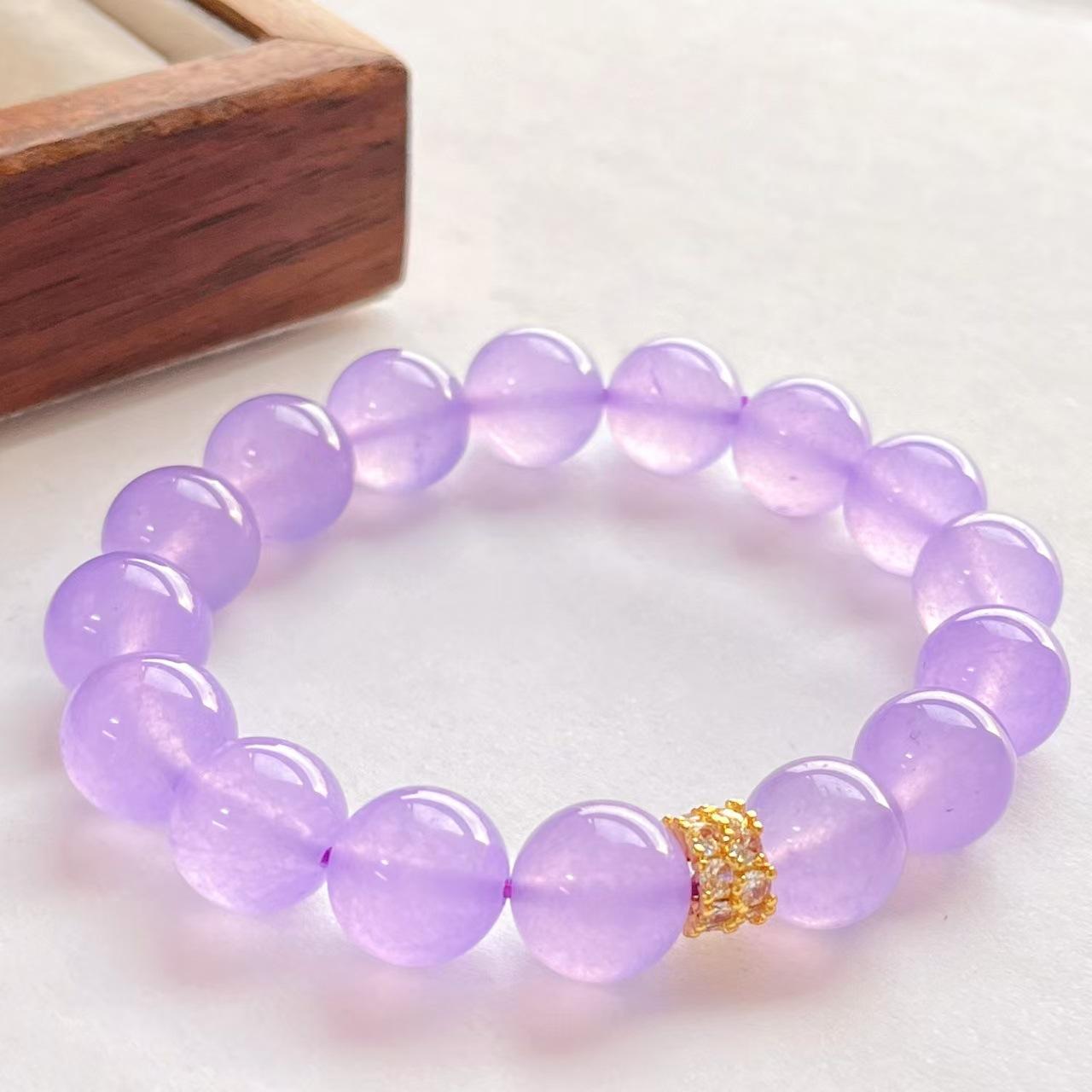 Vintage 12Mm Purple Quartzite Stone Bracelet Bracelet