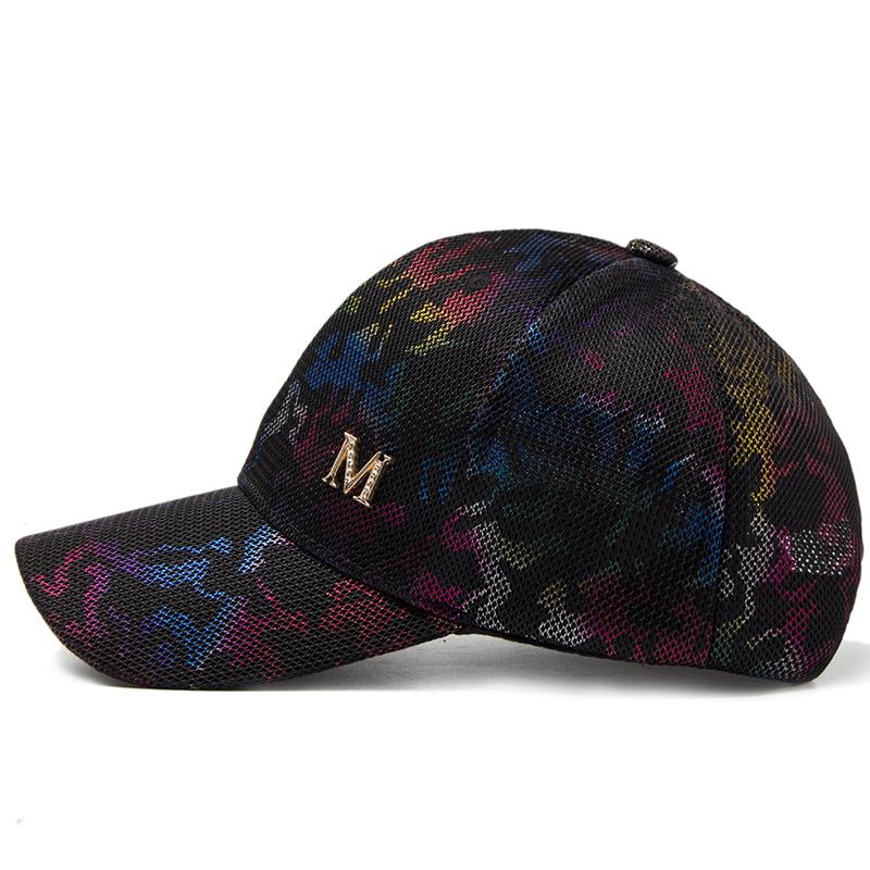 New Women's Baseball Cap Summer Casual Mesh Cap Fashion Metal Decoration Baseball Caps Print Outdoor Sun Visor Hat Adjustable
