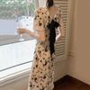 Coffee Break French Backless Dress Women's Summer Temperament Long Dress Waist Thin Gentle Wind Floral Skirt Pure Desire