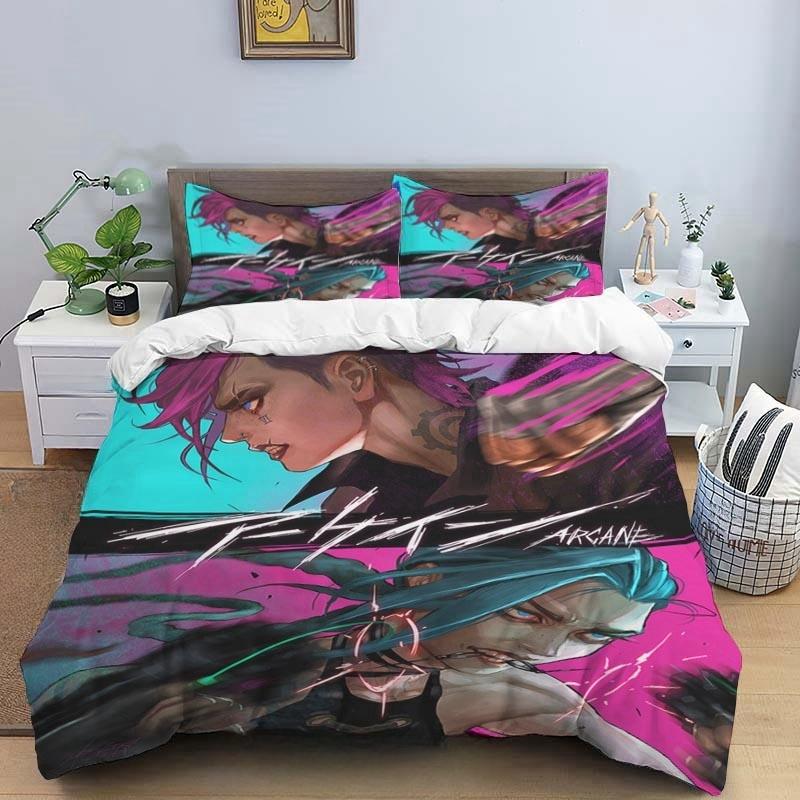 Cartoon Game Jinx Arcane_ League of Legends Bedding Set King Twin Double Child 3 Piece Mircofiber or Polyester Duvet Cover Sets