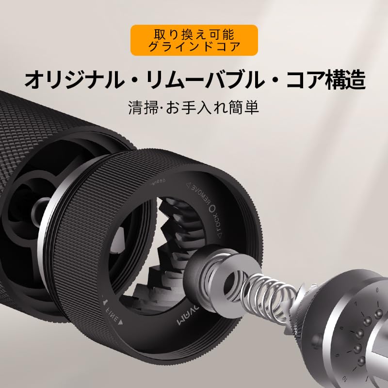 MAVO Wizard Hand Coffee Grinder, Adjustable Coarseness, Pentagonal Conical Metal Blades, CNC Stainless Steel Burrs, 20g Capacity, Silver