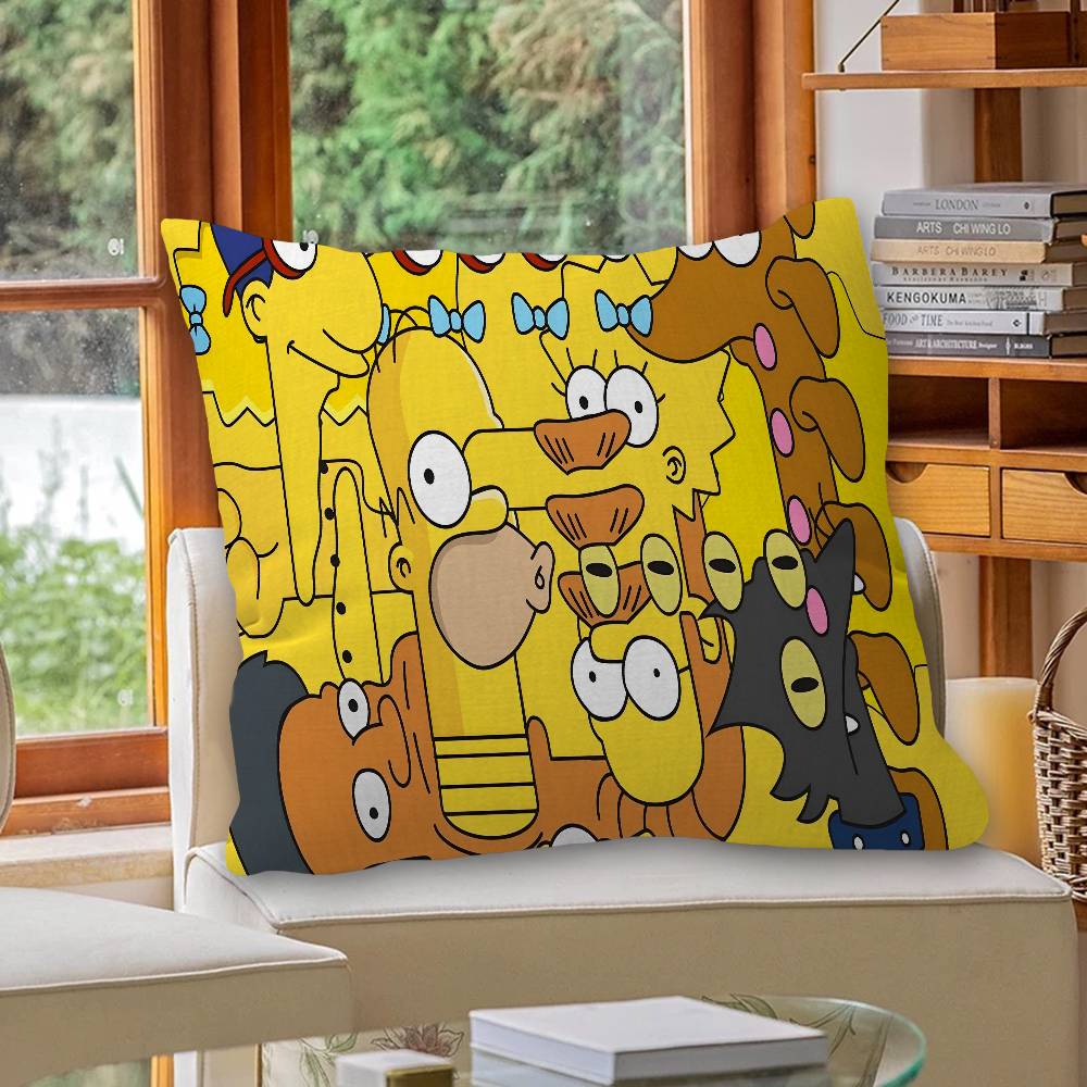 Cartoon The S-Simpsons Cushion Cover Car Throw Pillow Case For Sofa Car Christmas Gift 40x40cm 45x45cm