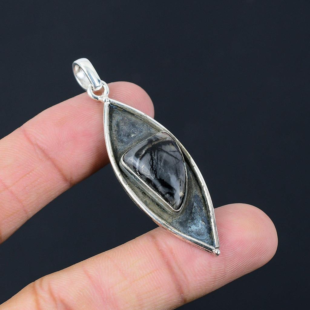 Natural Picasso Jasper Gemstone Jewelry 925 Sterling Silver Pendant For Women