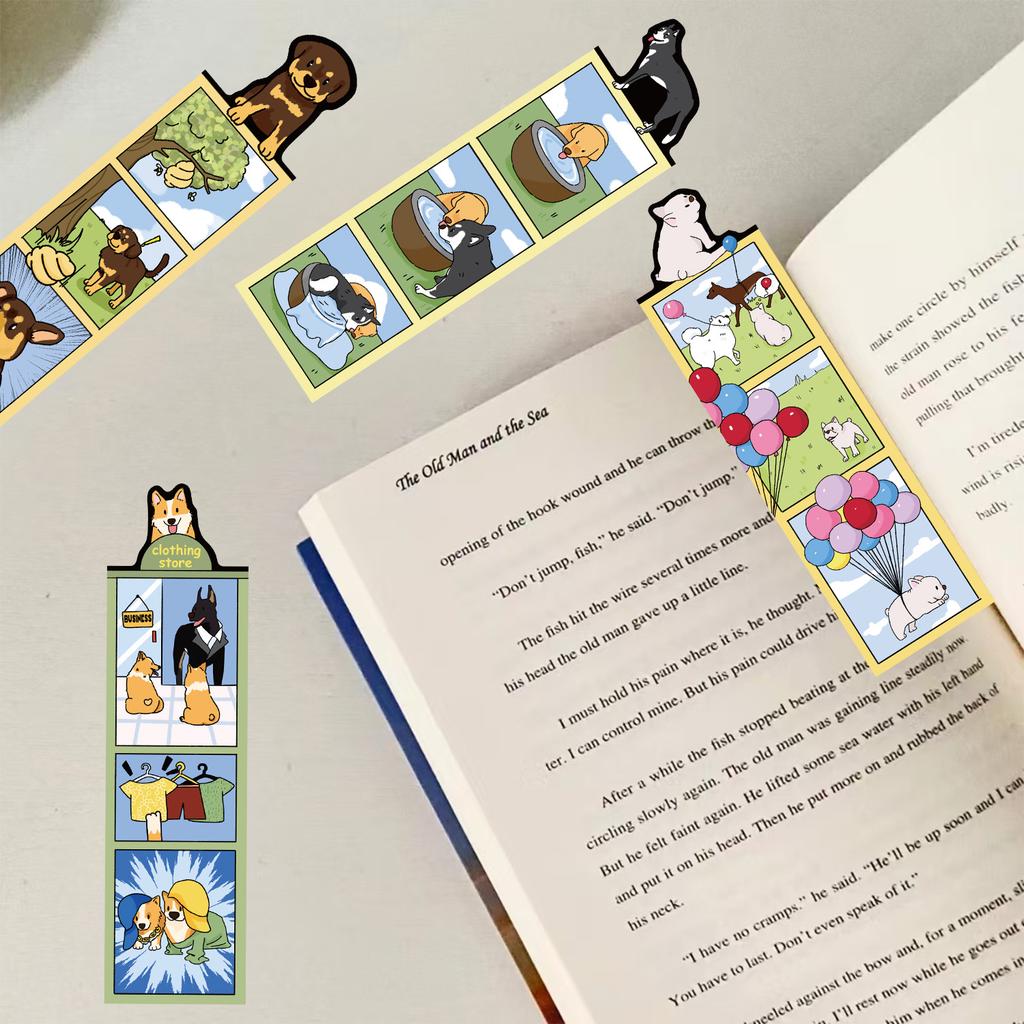30 Pièces Marque-pages Mignons Chien Monde Dessin Animé Étiquettes de Lecture Décoratives Carte Papier DIY Marque-pages de Page pour Étudiants Cadeau Créatif