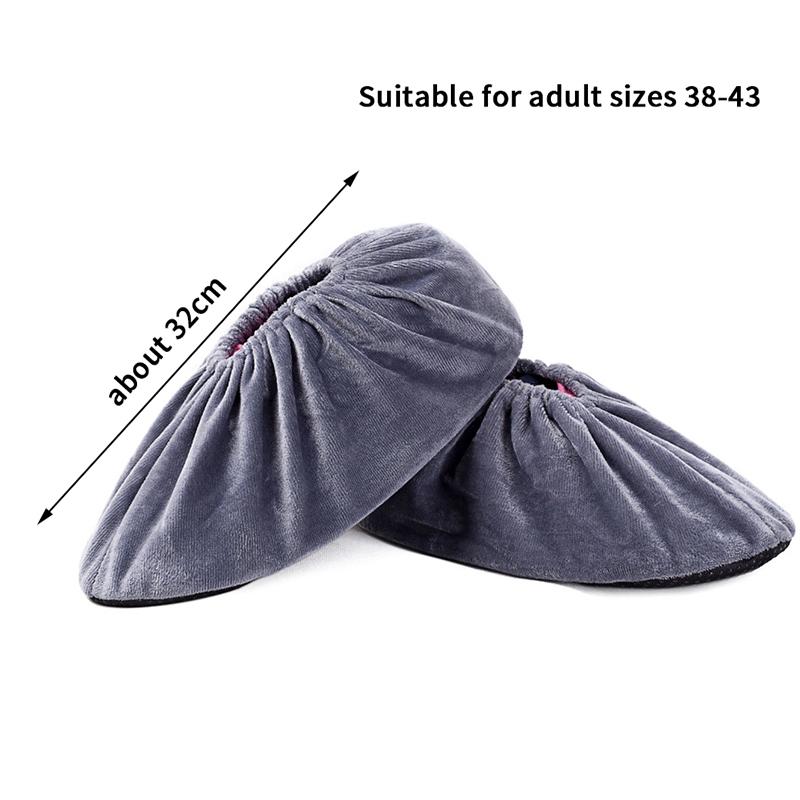 1 Pair Thicken Plush Shoe Covers Reusable Anti-slip Soles Durable Wear-resistant Foot Covers For Indoor Outdoor Shoe Covers