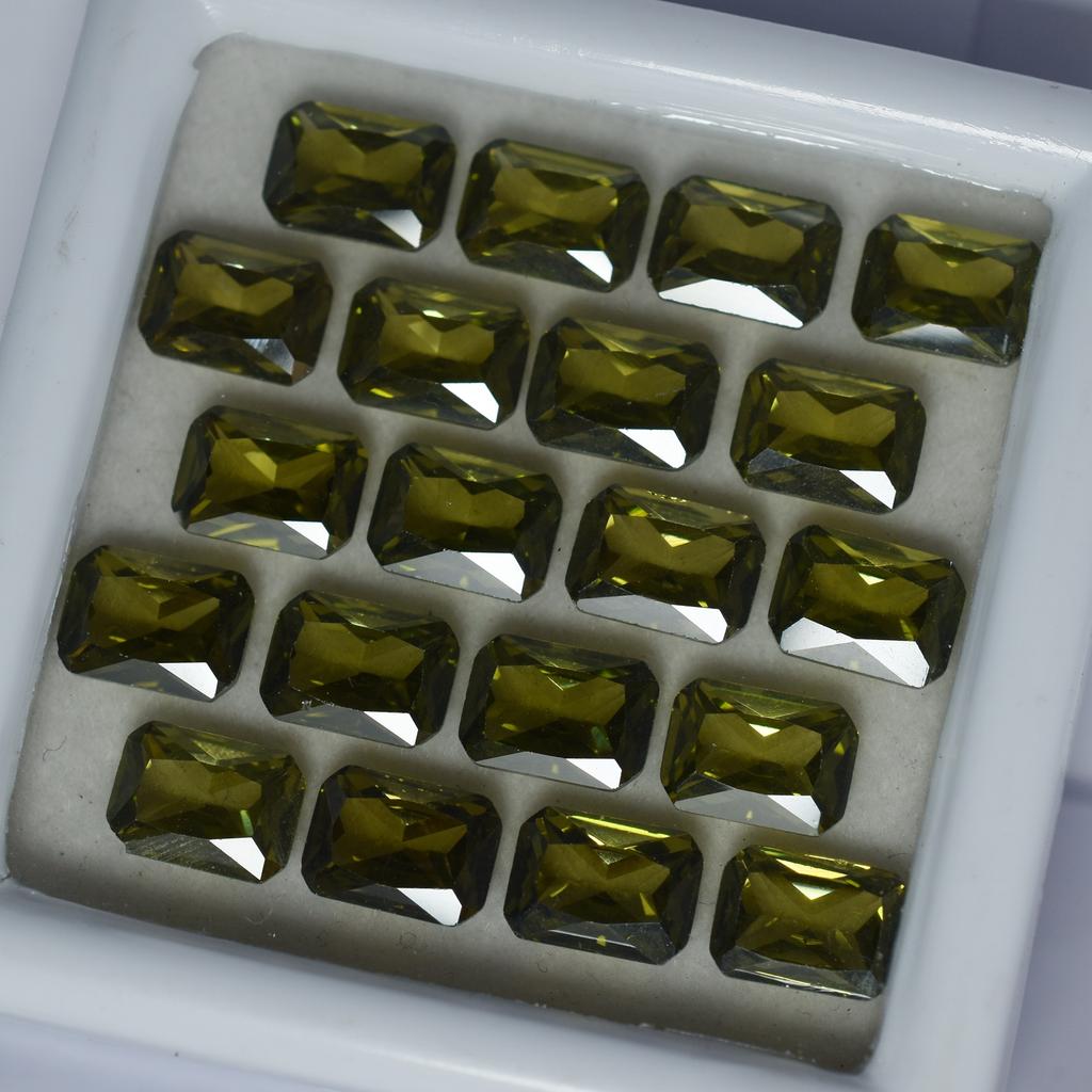 Green Sapphire CERTIFIED 15 Pcs Natural Emerald Cut Loose Gemstone 7x5 MM Lot S-5469546