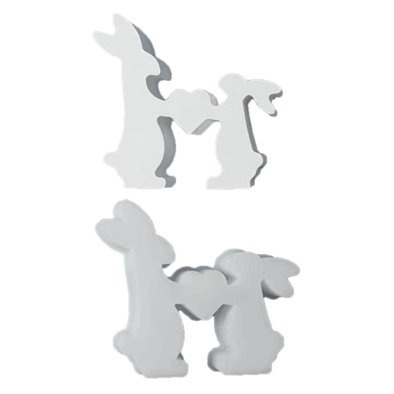 Heart Rabbit Candle Holder Molds Easters Tealight Holder Molds Animal Resins Molds for DIY Craft Table Home Decorations 1