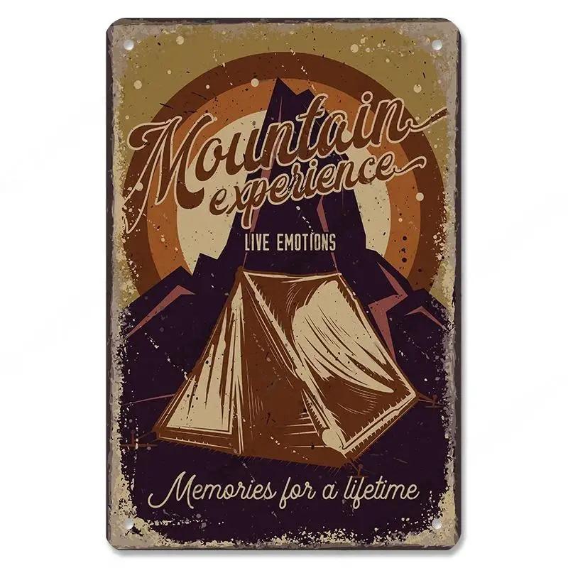 Camping  Adventure Plaques VintageMetal Tin Signs Plate Mountain Trip Campervan Tours Room Gym Sign Posters Wall Decor Travel