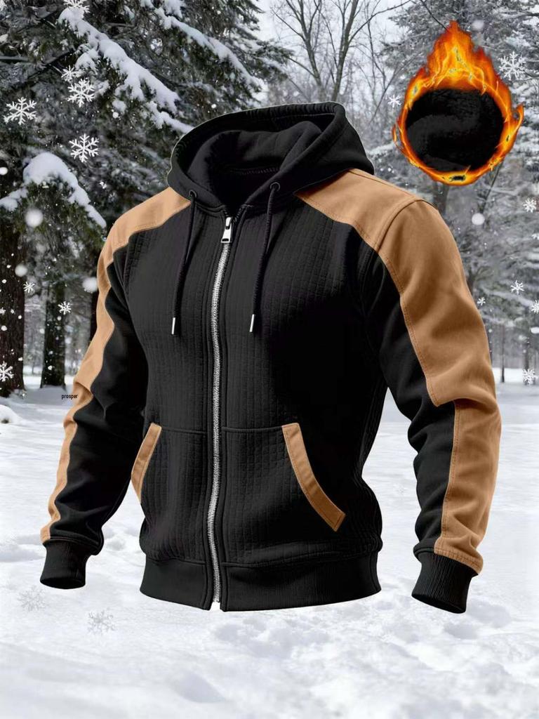 European Winter Double-Layered Velvet Hooded Sweatshirt: Casual Suede Plush Patchwork Zipper Jacket