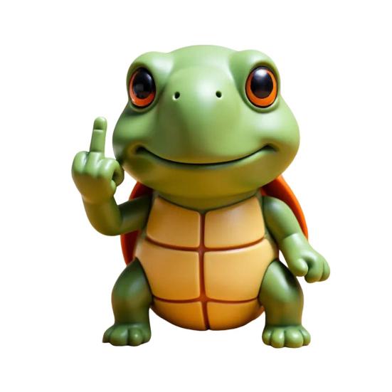 Middle Finger Turtle Figurine Resin Cartoon Turtle Statue Desk Buddy Hand-Painted Turtle