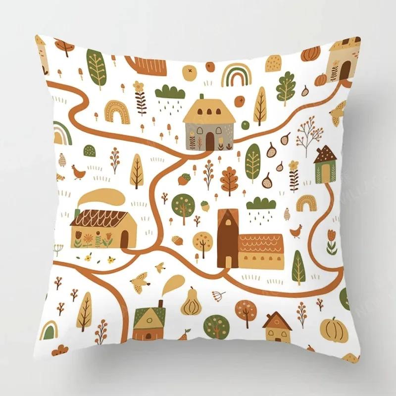 Cute Childlike Suitable for Children Type Square Cushion Cover Polyester Sofa Bedroom Living Room Pillowcase Decoration
