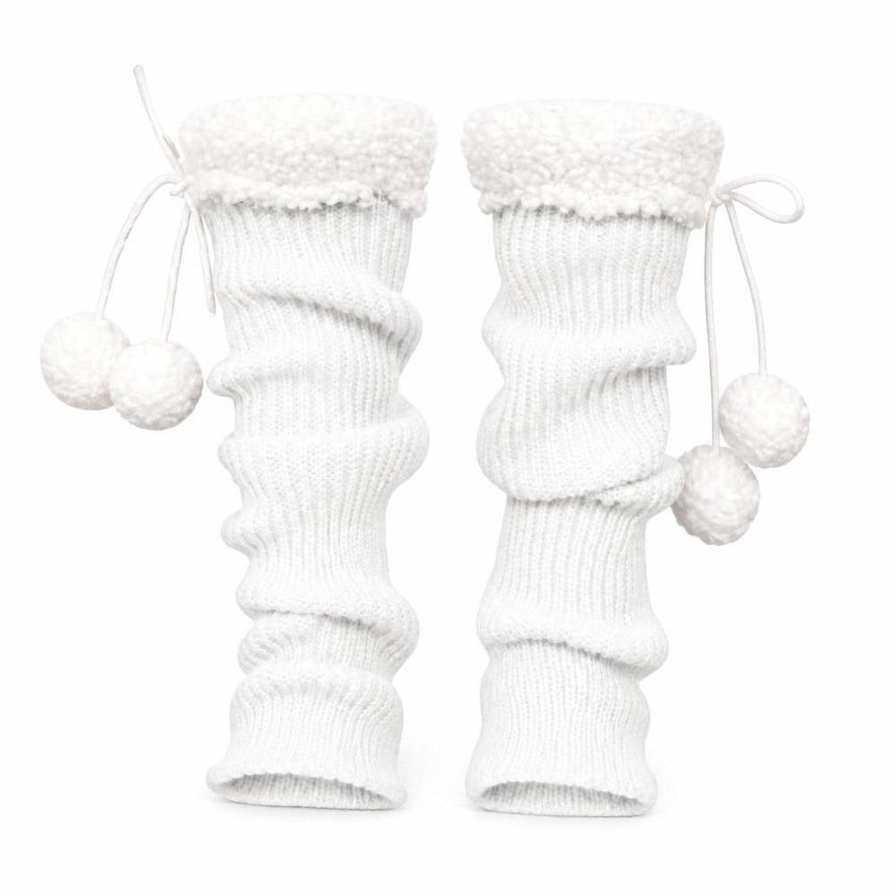 1pair Solid Color Knitted Leg Warmers Warm Winter Foot Cover Cute Mid-Calf Length Socks Girl