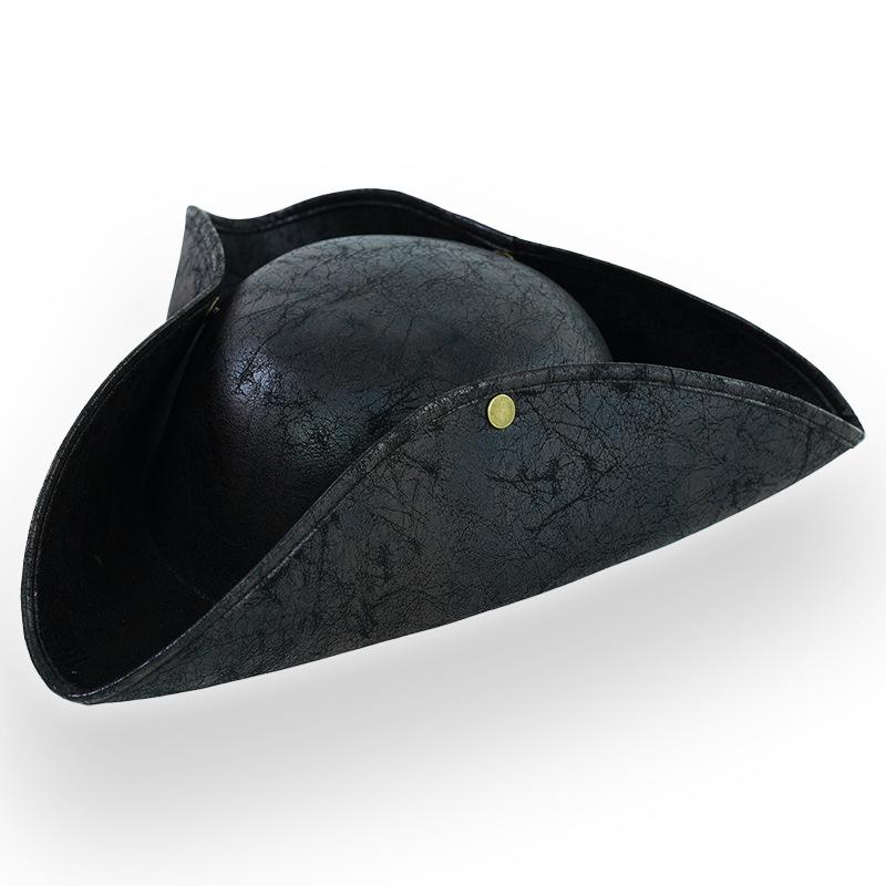 Faux-Leder Piratenhut Vintage Knitterig Abgenutzt Dreispitz Piratenhut Für Damen Herren Halloween Kostüm Cosplay Zubehör