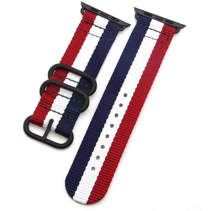 

Compatible Sport Nylon Strap for Apple iWatch Series 11 (40mm/44mm), NATO Canvas Design 45mm білий/синій