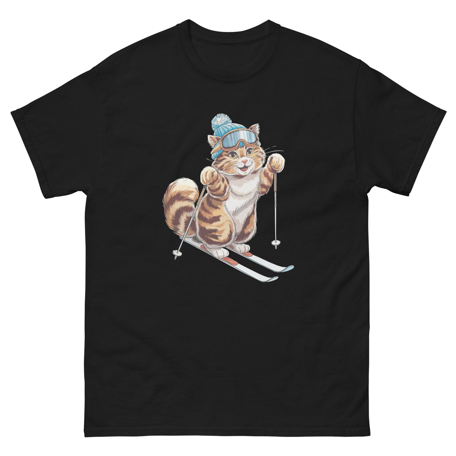 Turkish Angora Cat Skiing Fun Ski Skier Shirt T-Shirt S