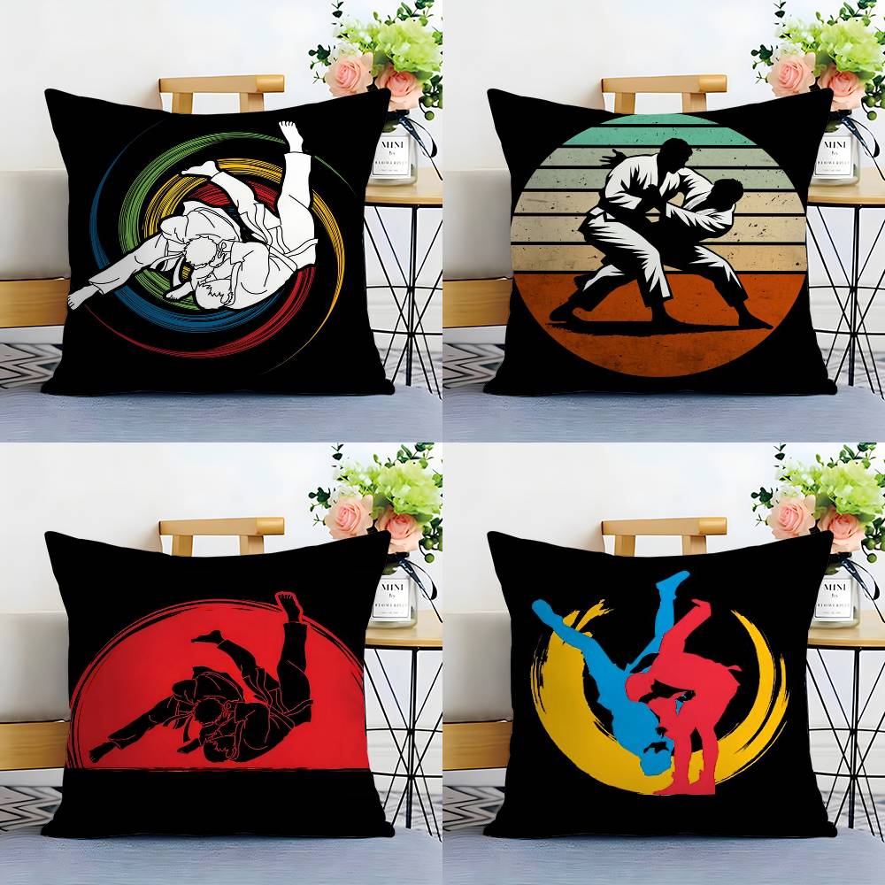 Sports Judo Martial Arts Pillow Case Plush Fabric Soft Double Sided Print Sofa Cushion Cover Throw Pillow Covers