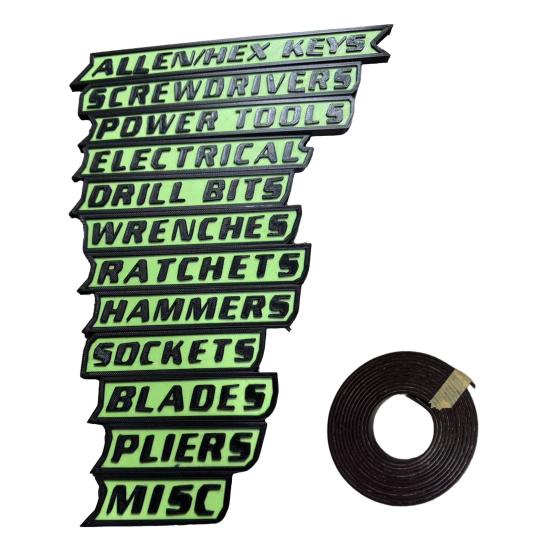 1/10/12Pcs Magnetic Toolbox Label Easy To Read Reusable 3D Magnetic Tool Chest Organizer Tag Mini Toolboxes Drawers Marker Organization Label