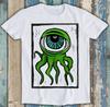 Augapfel Oktopus Monster Grün Holzschnitt Design Lustiges Geschenk T-Shirt M1498