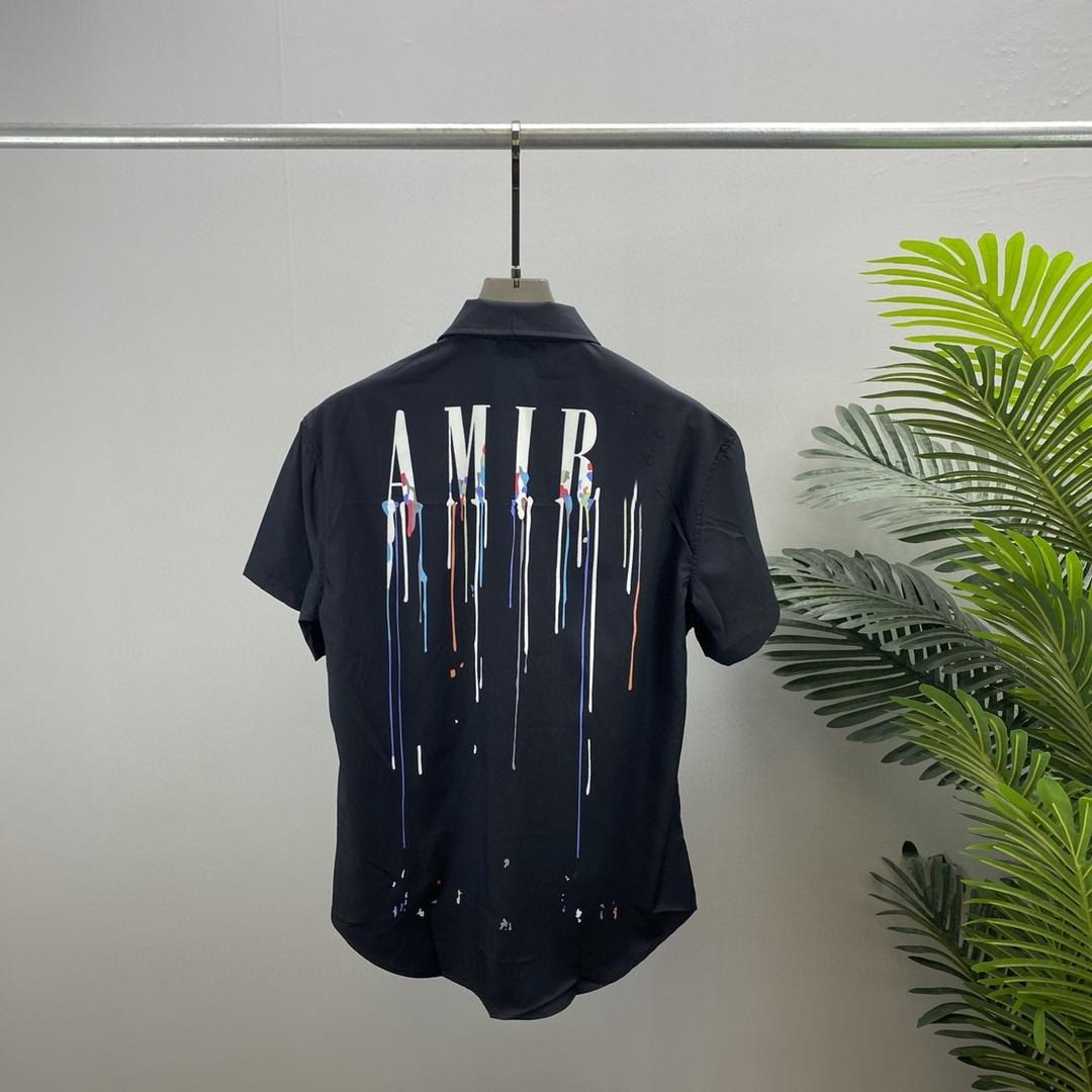 

Весна/Лето 2022 Мужская повседневная рубашка с коротким рукавом и принтом с кисточками M чёрный