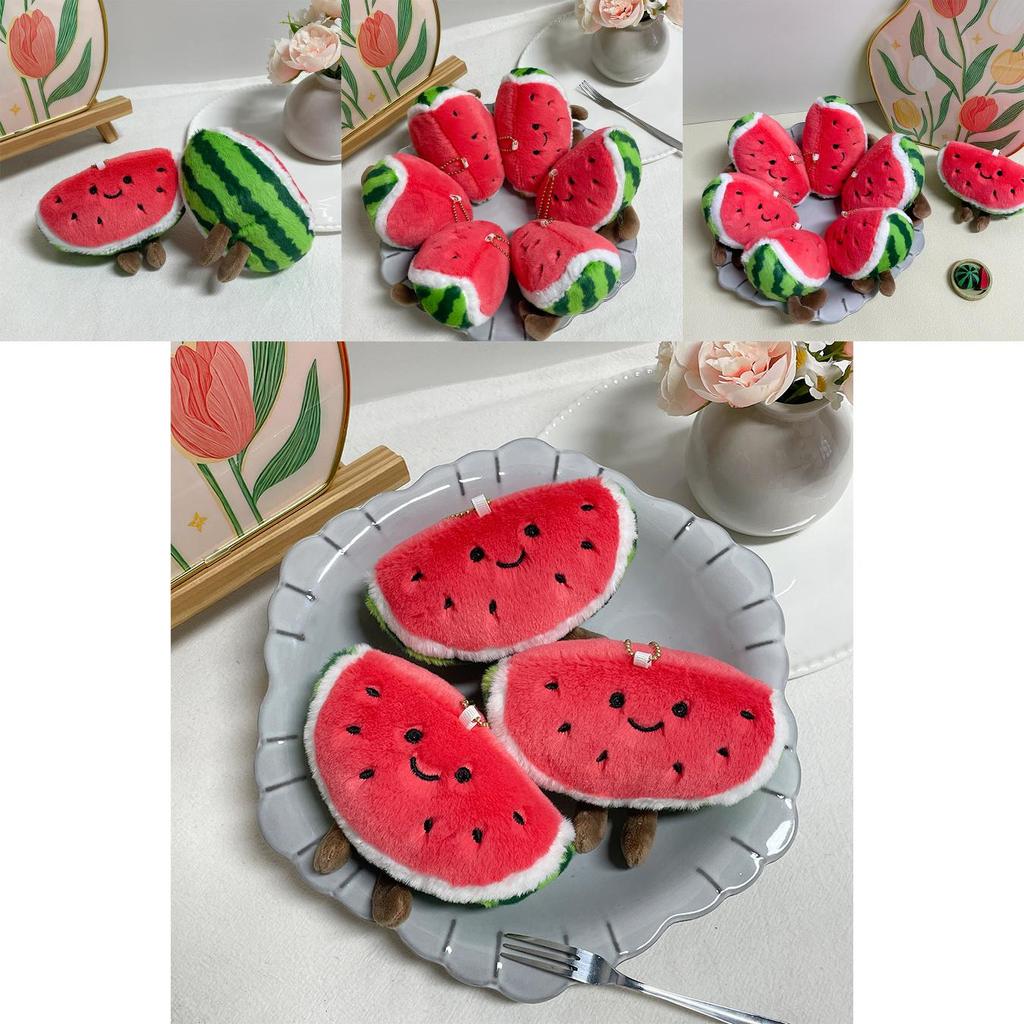 Cute Watermelon Plush Keychain With Pp Cotton Filling For Bag Decoration And Collectors