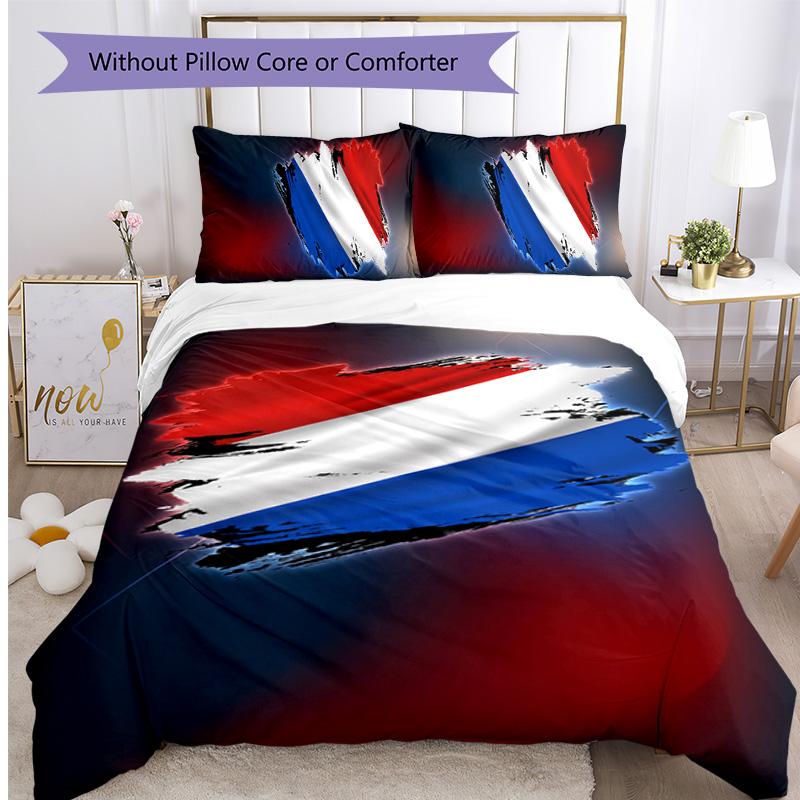 Netherlands Football Printed Bedding 3 Piece Set Cozy Breathable Bed Cover Set as Housewarming Holiday Gift