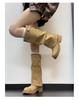 Two Thick-soled Small Men Wear Removable Boots for Women's 2025 New Versatile Pleated But Knee Trousers Knight Boots