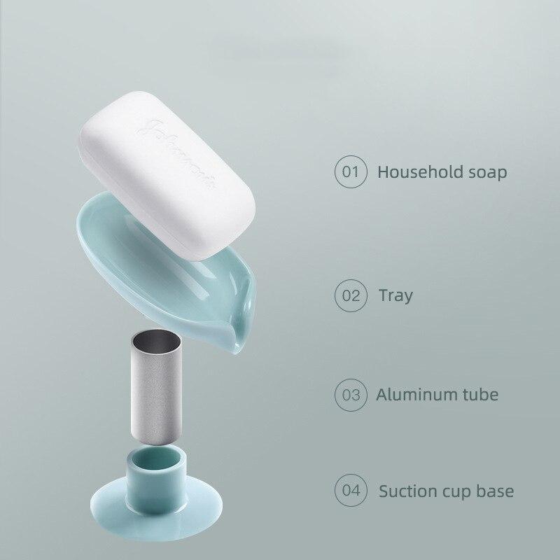 Leaf Shape Drain Soap Box Soap Holder Box Bathroom Shower Soap Holder Sponge Storage Plate Tray Bathroom Supplies Soap Shelf
