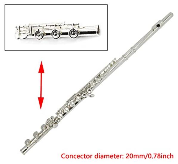 TUOREN 17keys B Foot Flute Joint Flute Repair Parts Accessories Connector Diameter 20mm Silver Plated