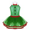 Girls Kids Shiny Sequins Modern Jazz Dance Outfit Ballet Tutu Dress Stage Performance Dancing Costume