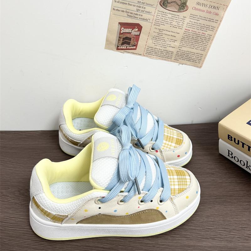 

2 new original ice blue leopard print platform bread shoes versatile retro student casual board shoes women 40