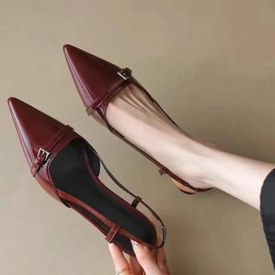 Hot Sale Pointed Toe Sexy Mid Heels Party Shoes Women Sandals Designer Summer Brand Pumps Slingback Casual Shoe Dress Slippers