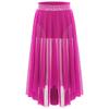 Girls Lyrical Contemporary Modern Dance Skirts Shiny Rhinestones Waistband Side Slit High Low Irregular Mesh Skirt Performance Costume