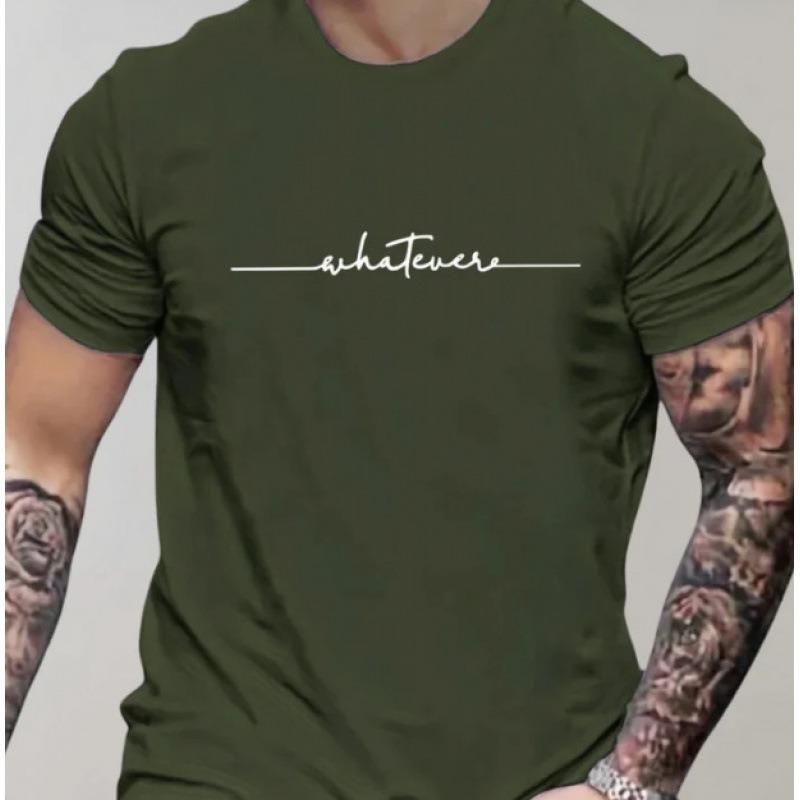 Men Summer New Printed Color Block Short Sleeve Crew Neck T Shirt Casual Contrast Top