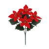 Yousheng Artificial Poinsettia Bouquet with Green Leaves 4 Fork UV Resistant Fake Silk Flower Home Table Centerpiece Indoor Outdoor Faux Bloom