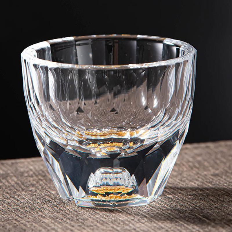 50ml Luxury Gold Foil Wine Glass Creative Gifts Diamond Painting Whiskey Cup Brandy Vodka Drinkware Glass Transparent Shot Glass