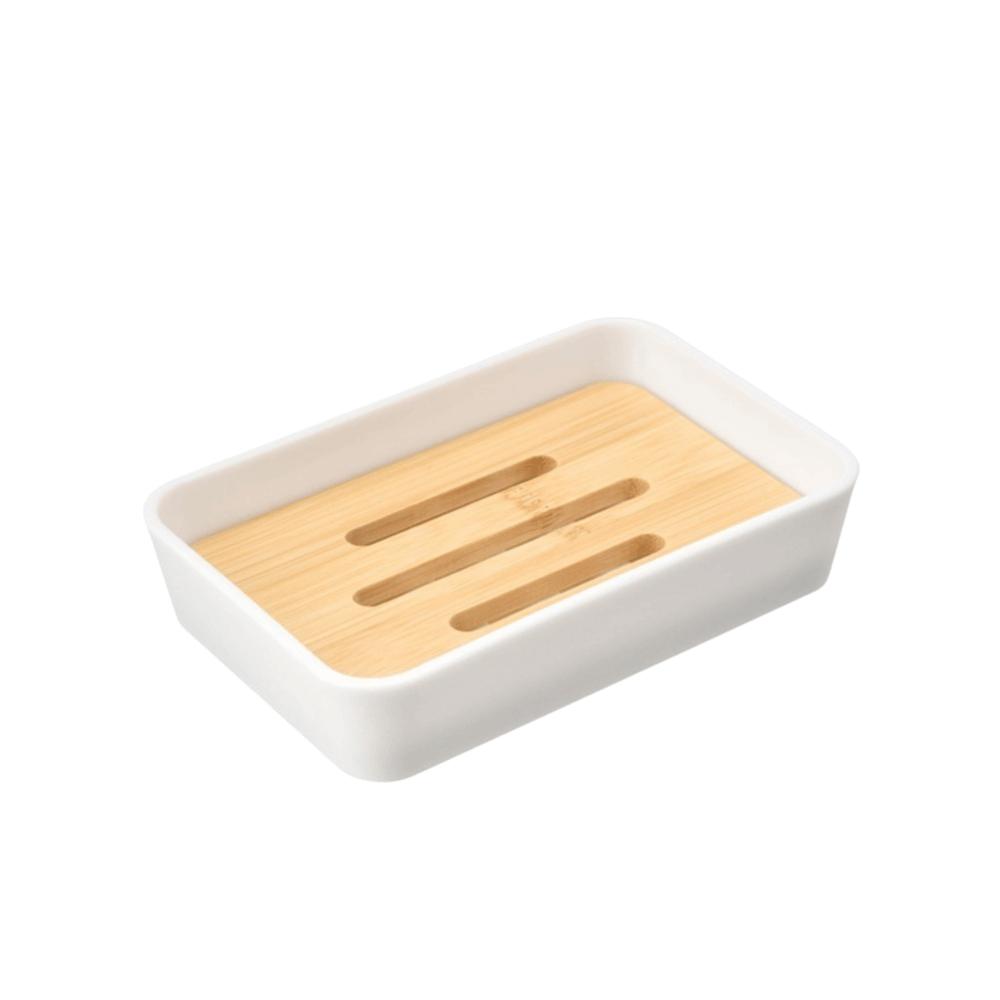 Space-Saving Draining Soap Dish Plastic Soap Box Portable Bamboo Soap Holder  Bathroom белый