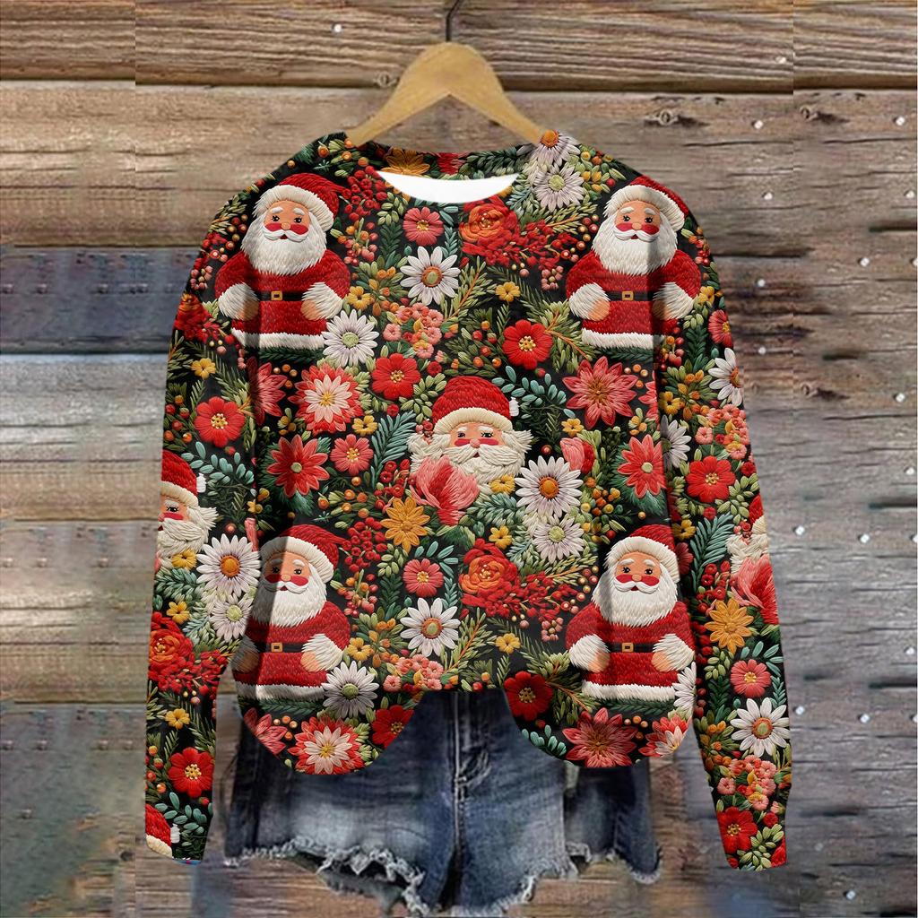 Women's top Christmas printed top printed top Autumn regular top Women's printed top