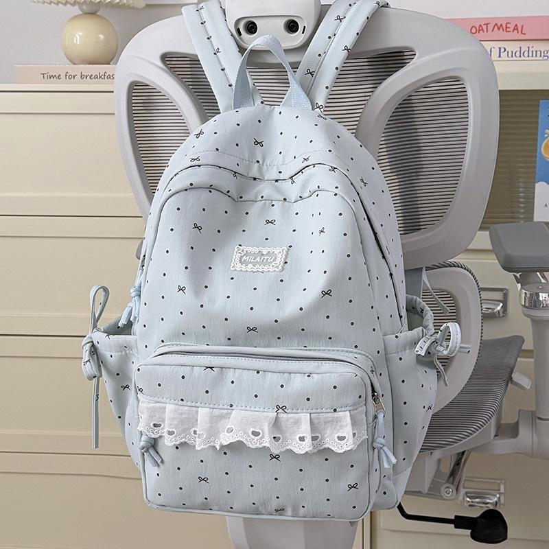 Mochila japonesa linda chica encaje lazo mochila alto valor estudiante campus mochila escolar niñas viaje mochila pequeña