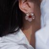 Fashion Classic Pink Color Crystal Enmale Earrings For Women Girls Exquisite Design Pendant Flower Ear Rings Jewelry Accessories