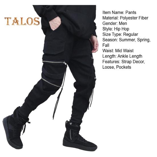 Herren Cargohose mit Riemen und Reißverschluss, lockere Knöchelpartie, mittelhohe Hose, einfarbig, mehrere Farben, Hip Hop Streetwear, Outdoor, Reisen, Sporthose