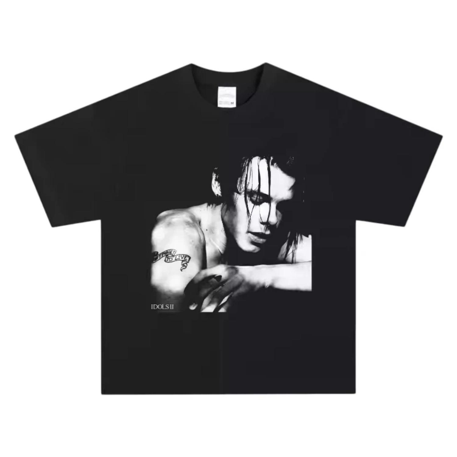 

Harry Styles T-Shirt Moody Vintage Pop Graphic Print Crew Neck Pure Cotton Casual Streetwear Fashion Tops for Men Women S чёрный